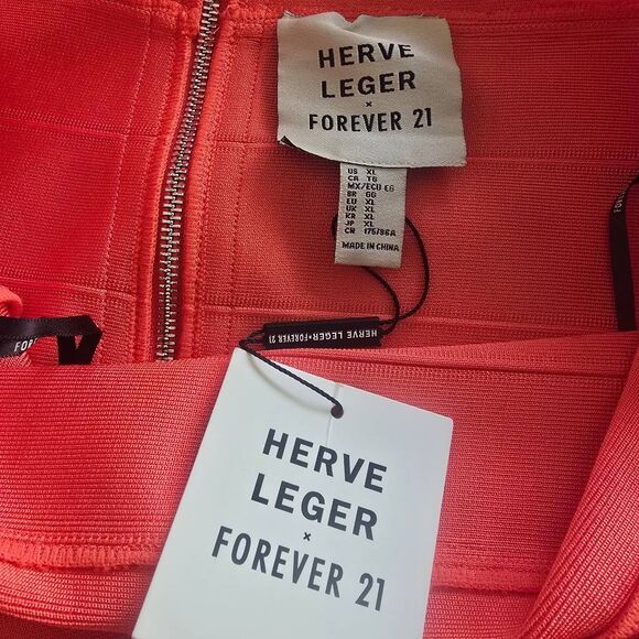 Herve Leger Forever 21 Coral Cutout Bandage Midi Dress, NWT, XL - Picture 7 of 9